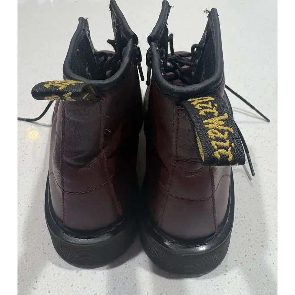 Dr Martens 1460J Classic Ankle ZIP Leather Cherry Red Boots Junior Size 3